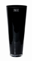 Konische glas vaas zwart glas met een hoogte van 43 cm