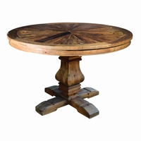 Elm Brown Wooden round dining table small PTMD