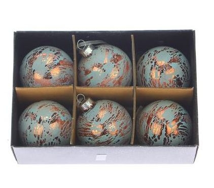 dwaas Ontoegankelijk musical Kerstballen koper blauw 6 cm