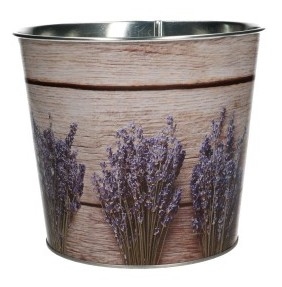 Zinken pot met lavendel print hout motief